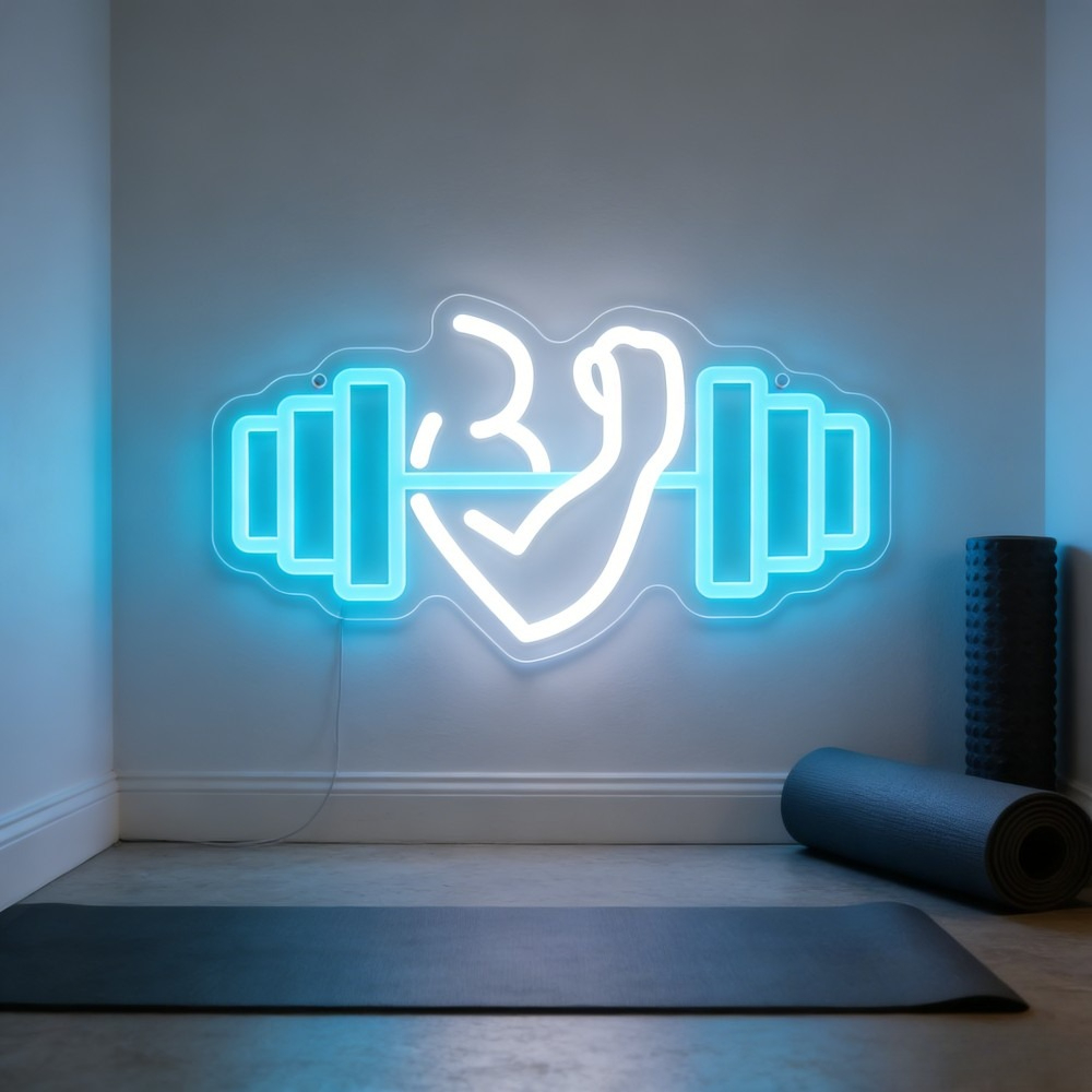 Yoga And Fitness Studio - Bicep Dumbbell Neon Sign LED Wall