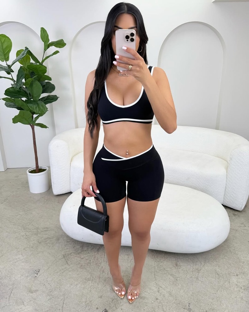 STYLISH LADY Contrast Trim Yog - Yoga Fitness Fit Club avis et prix