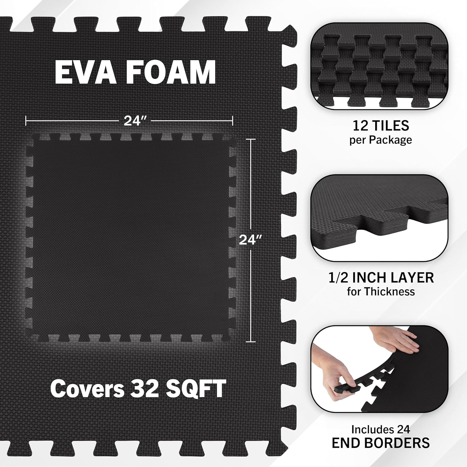 EVA Foam Mat Tiles 12-Pack, 48 - Gym Floor Mats avis et prix