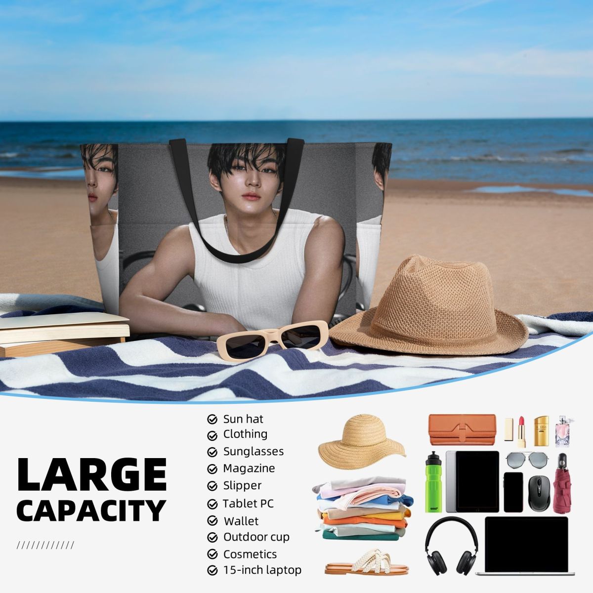 Jungwon En Kpop Beach Tote Bag - Yoga En Fitness avis et prix
