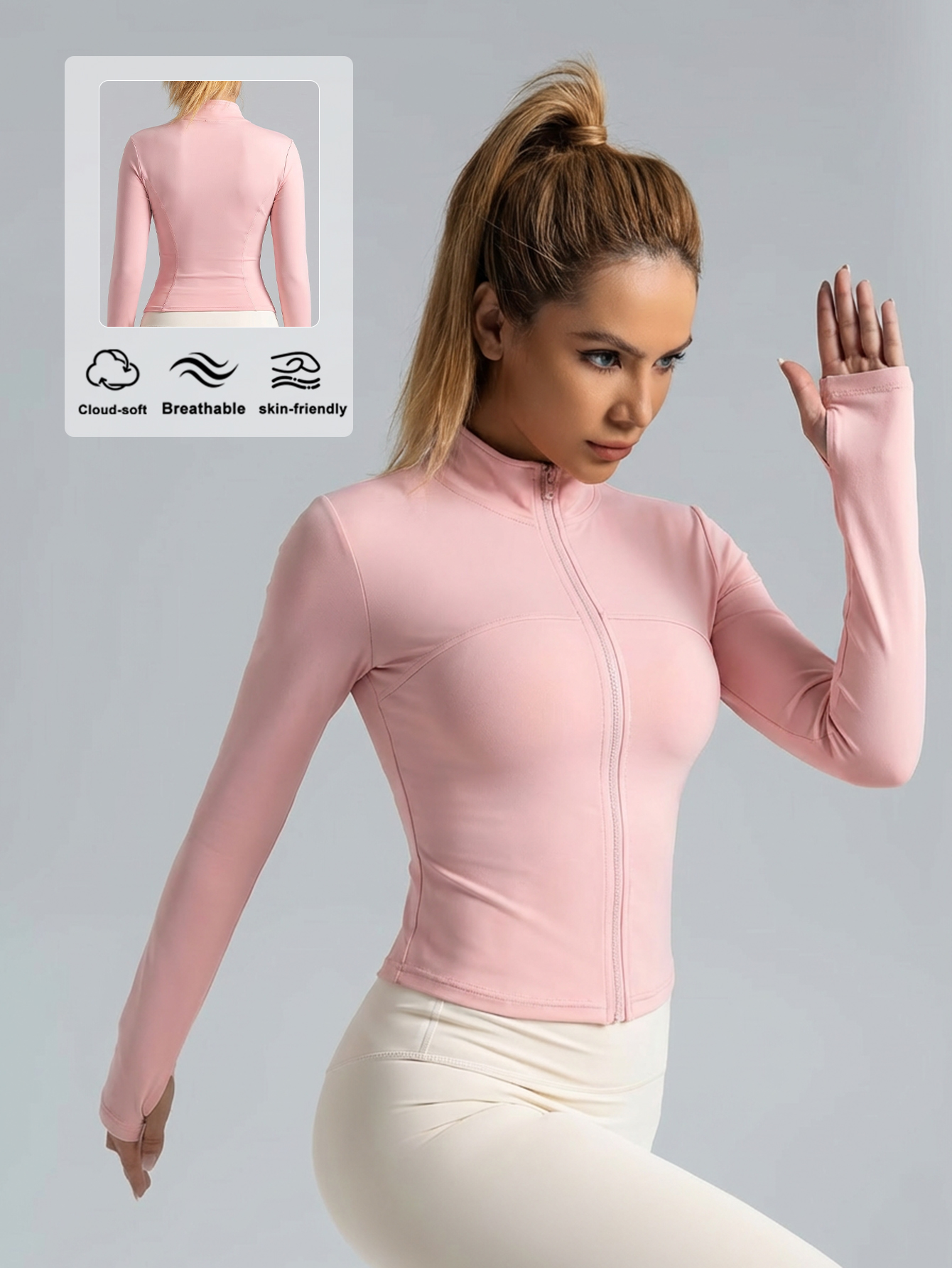 New Women Light pink Yoga Coat - Fitness Yoga avis et prix