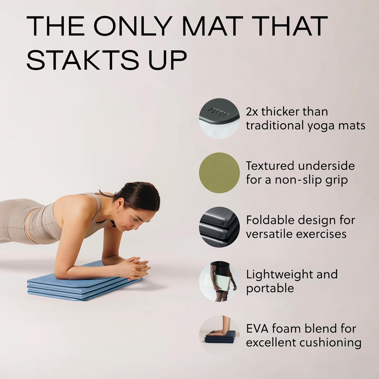 Foldable Yoga Mat in Blue, Pre - Yoga And Fitness Studio avis et prix