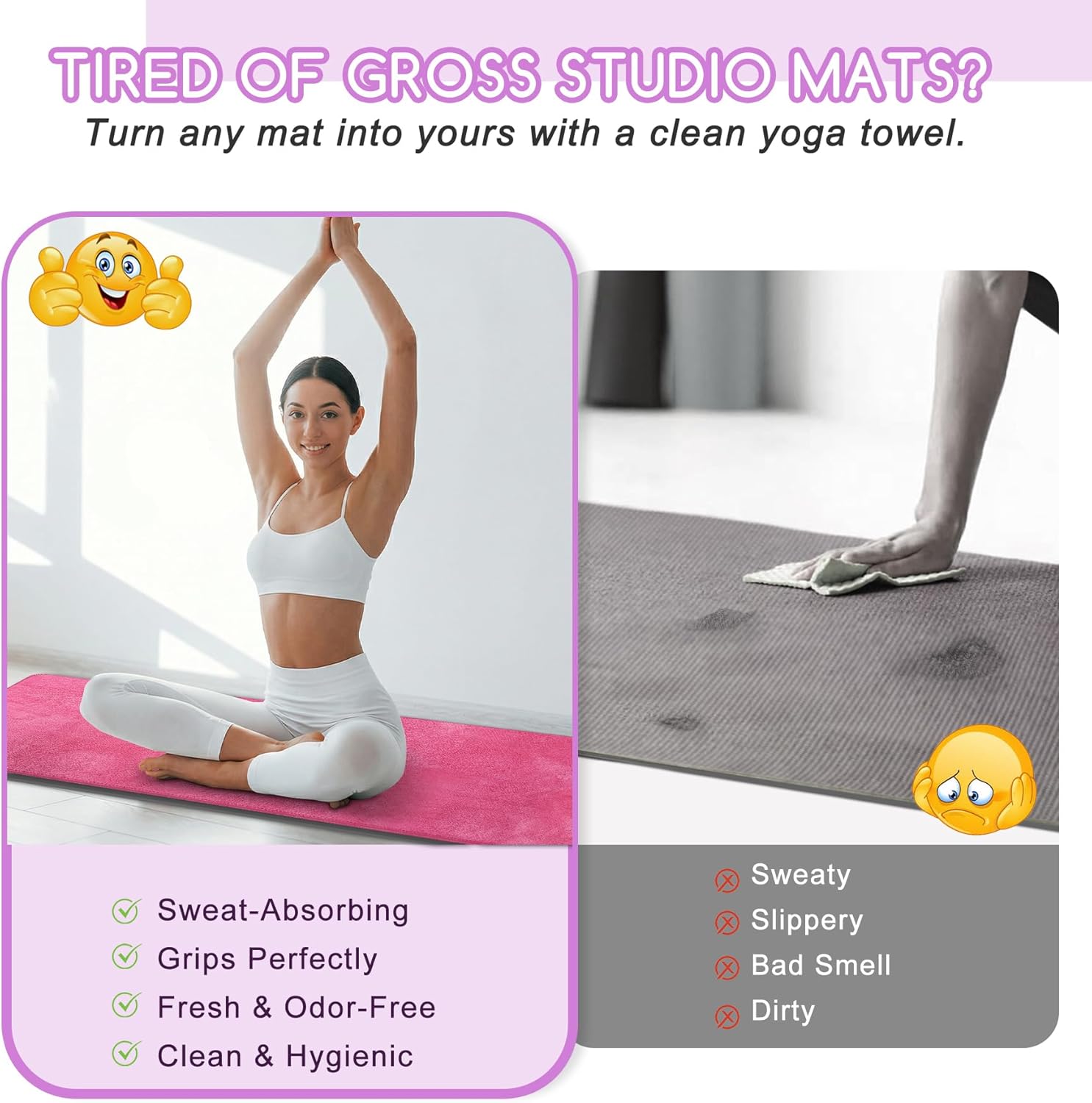 Yoga Mat Towel, Extra Thick 60 - Thick Yoga Mat avis et prix