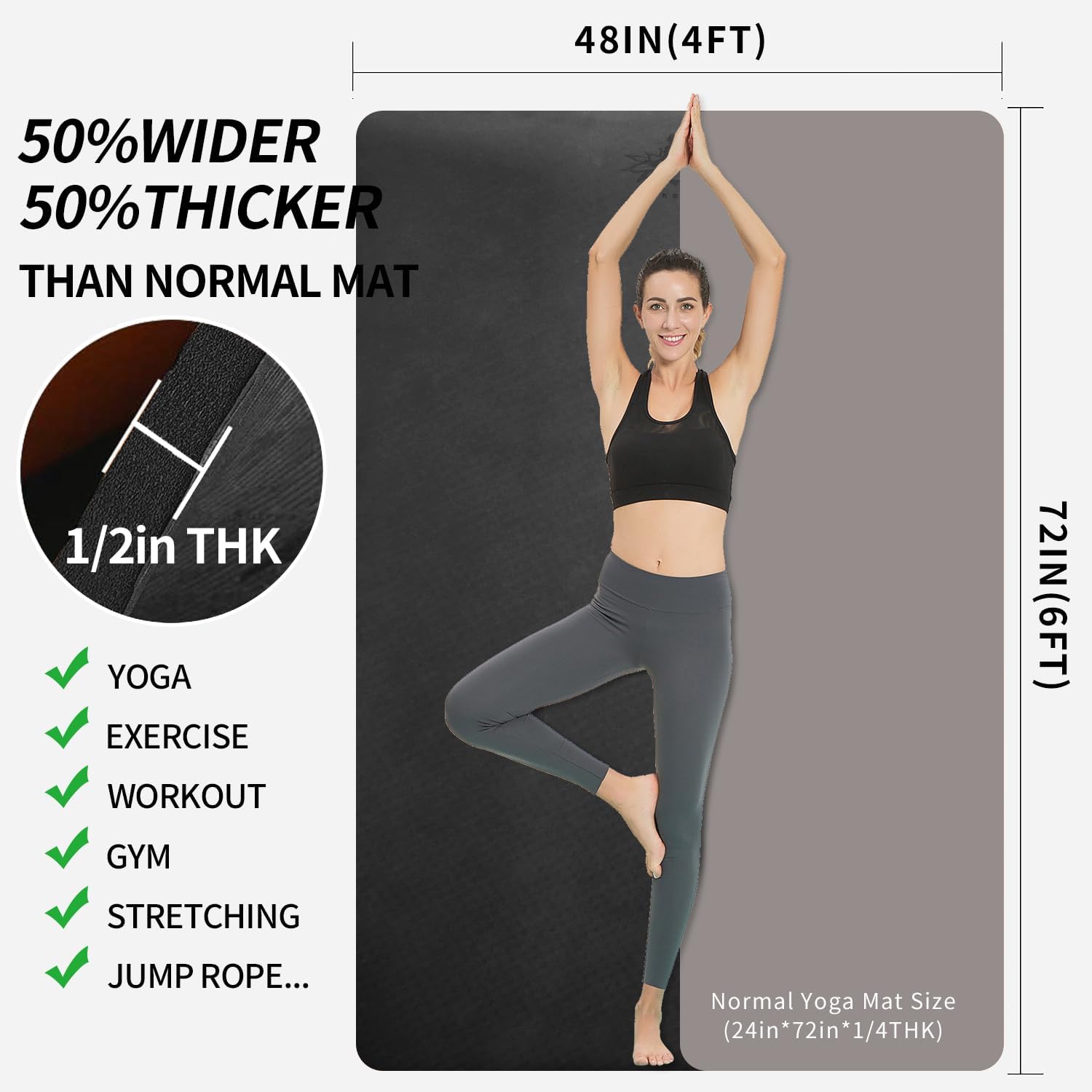 Extra Thick TPE Yoga Mat 6'x4' - Thick Yoga Mat avis et prix