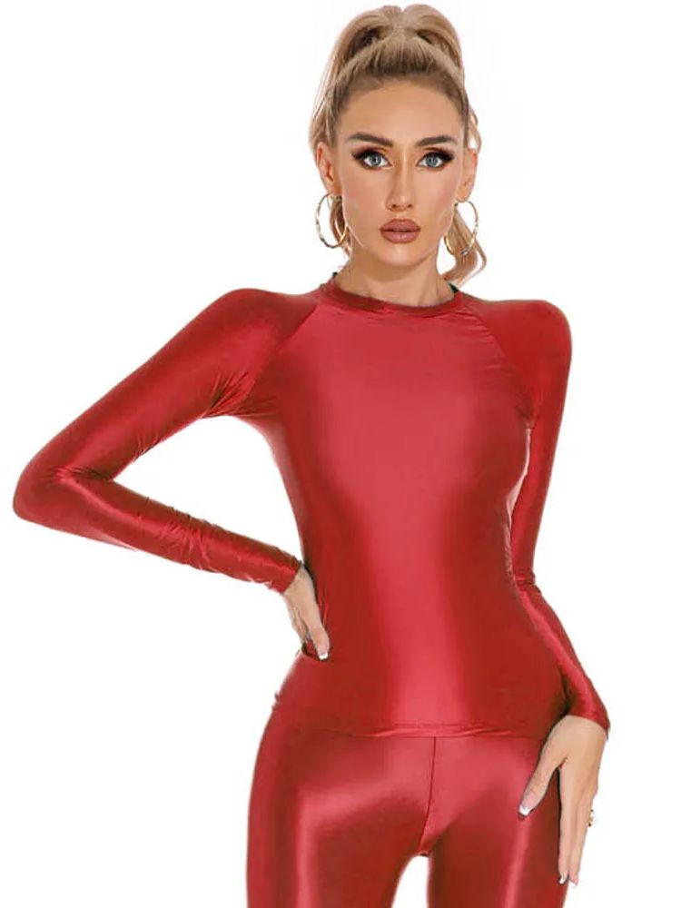 Glossy Shiny Elasitc Long Slee - Yoga Fitness Fit Club avis et prix
