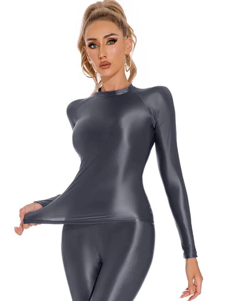 Glossy Shiny Elasitc Long Slee - Yoga Fitness Fit Club avis et prix