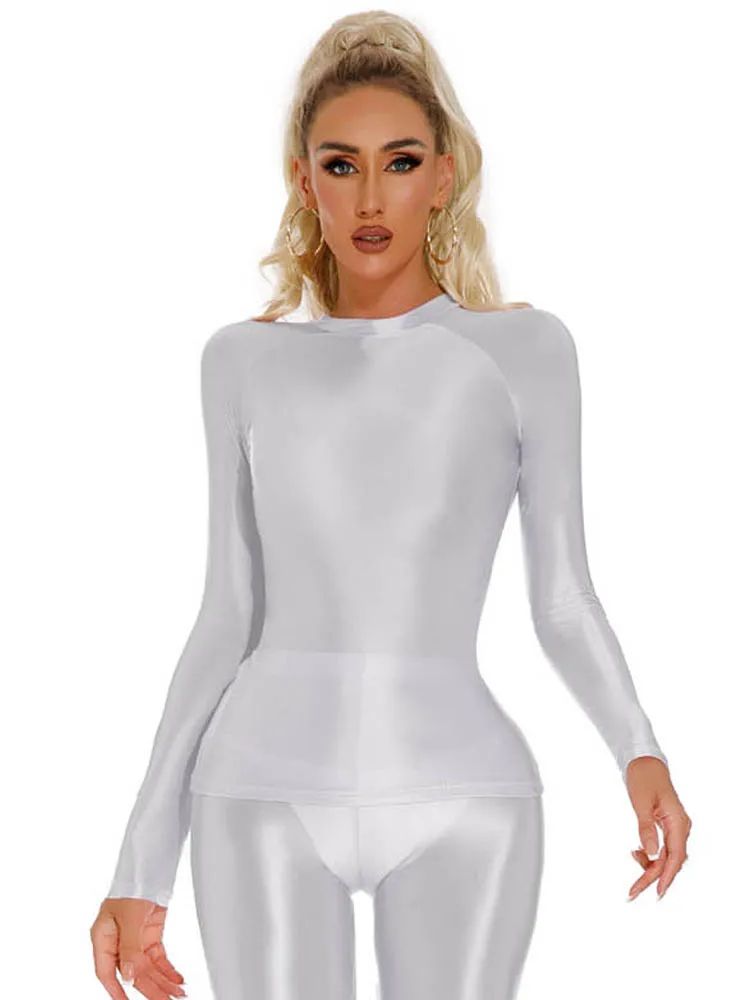 Glossy Shiny Elasitc Long Slee - Yoga Fitness Fit Club avis et prix