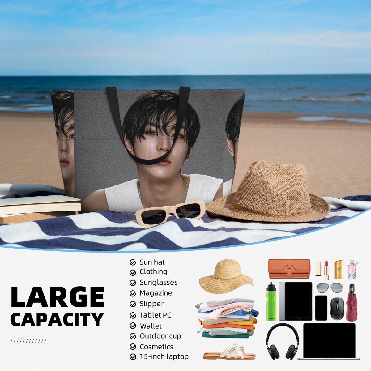 Jungwon En Kpop Beach Tote Bag - Yoga En Fitness avis et prix