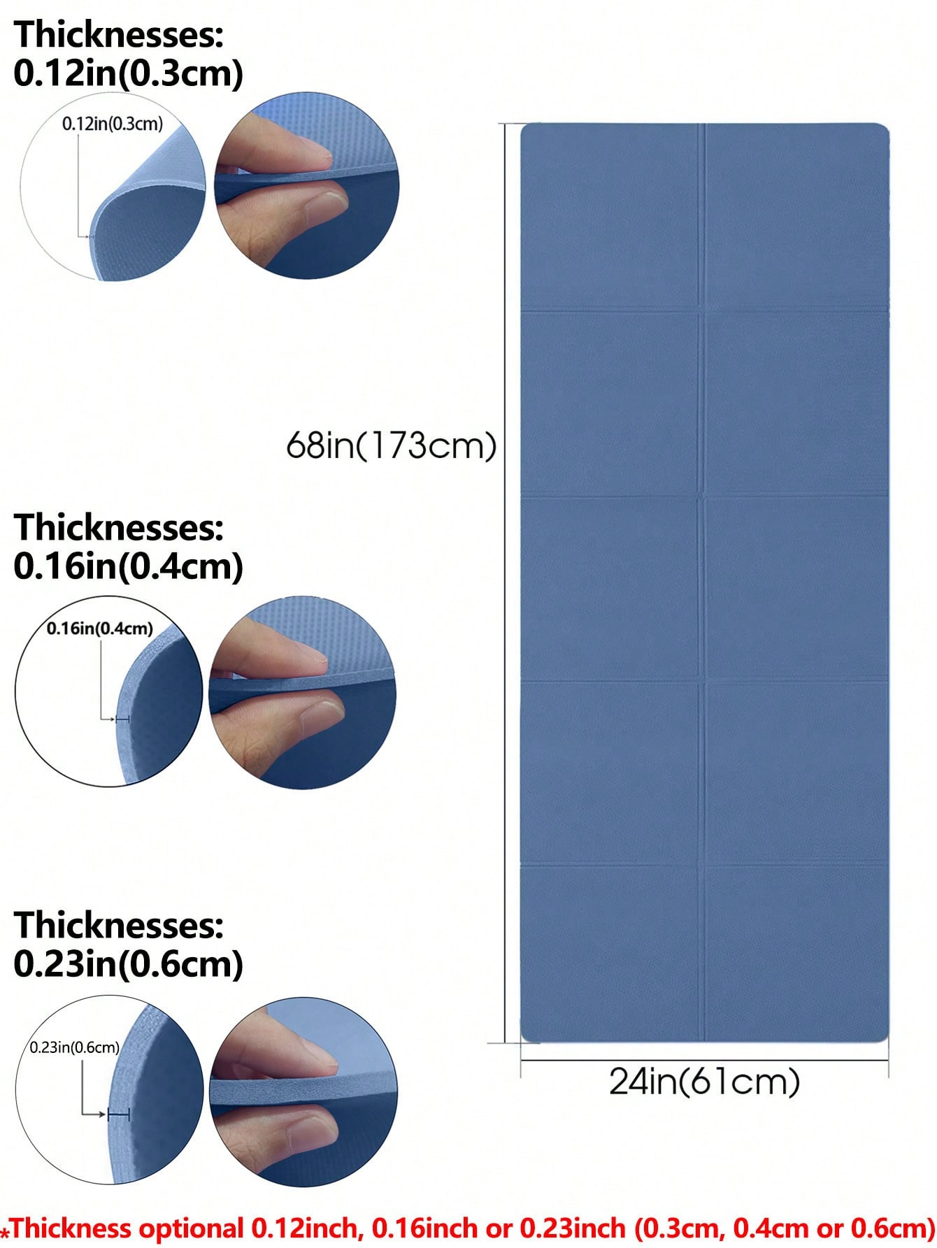 Foldable Yoga Mat Dark Blue Ec - Thick Yoga Mat avis et prix