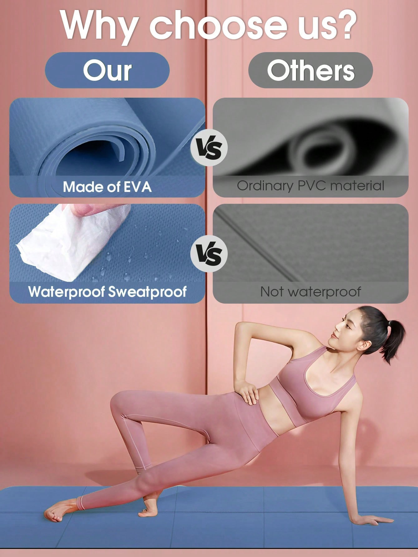 Foldable Yoga Mat Dark Blue Ec - Thick Yoga Mat avis et prix