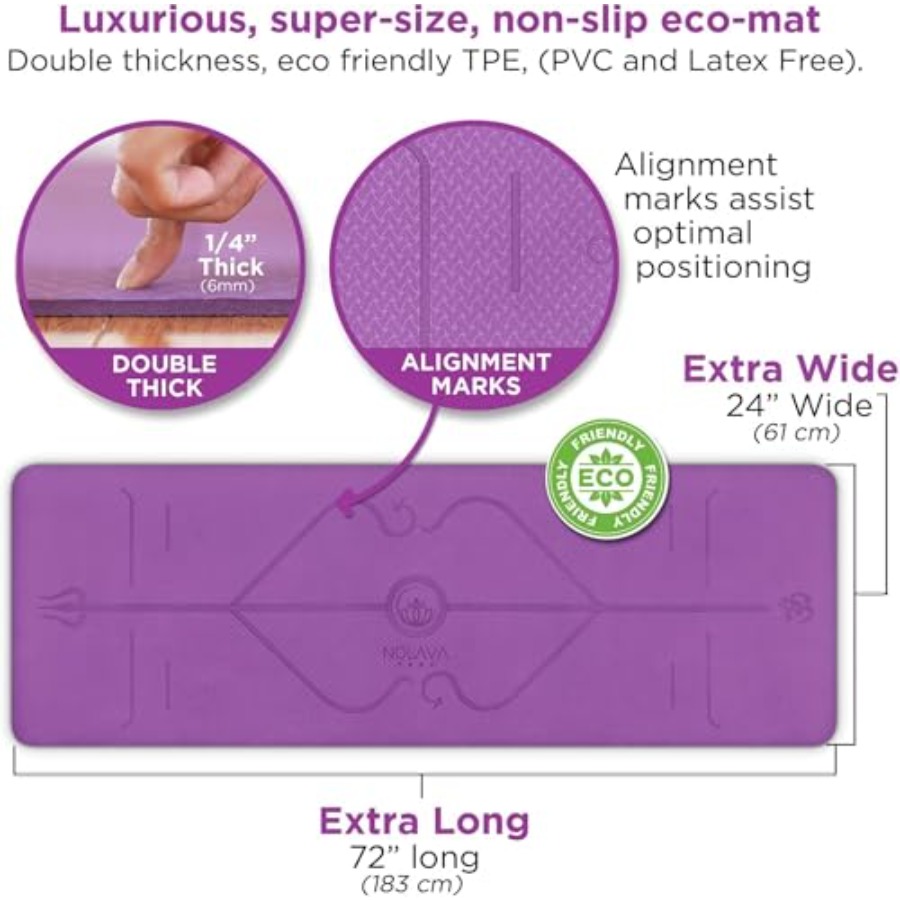 Nolava Pink TPE Yoga Mat with  - Thick Yoga Mat avis et prix