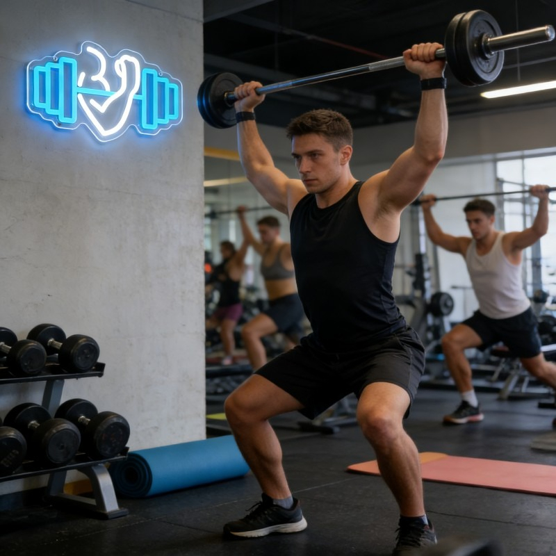 Bicep Dumbbell Neon Sign LED W - Yoga And Fitness Studio avis et prix