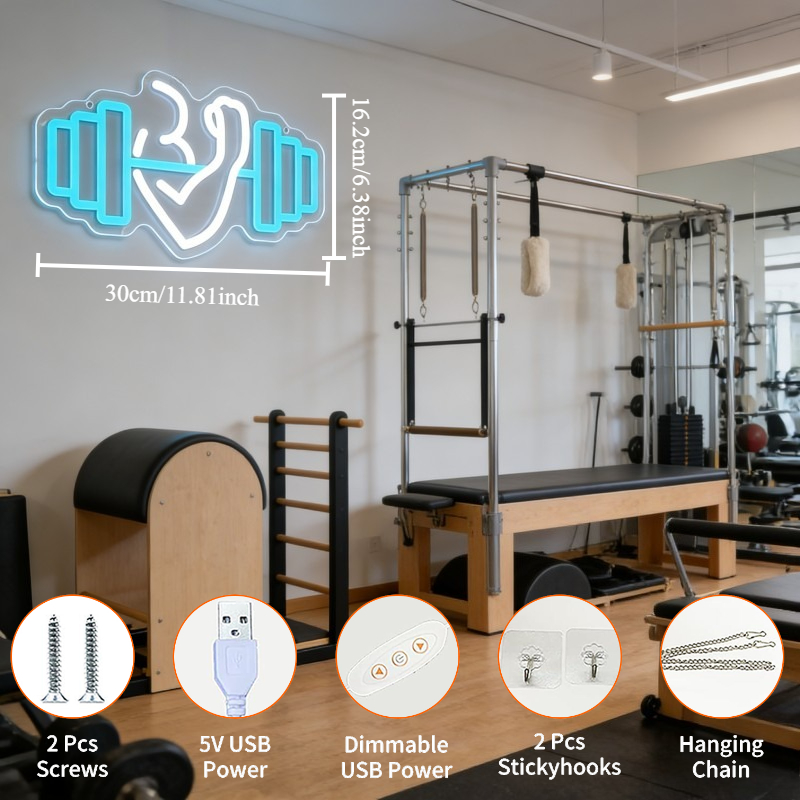 Bicep Dumbbell Neon Sign LED W - Yoga And Fitness Studio avis et prix
