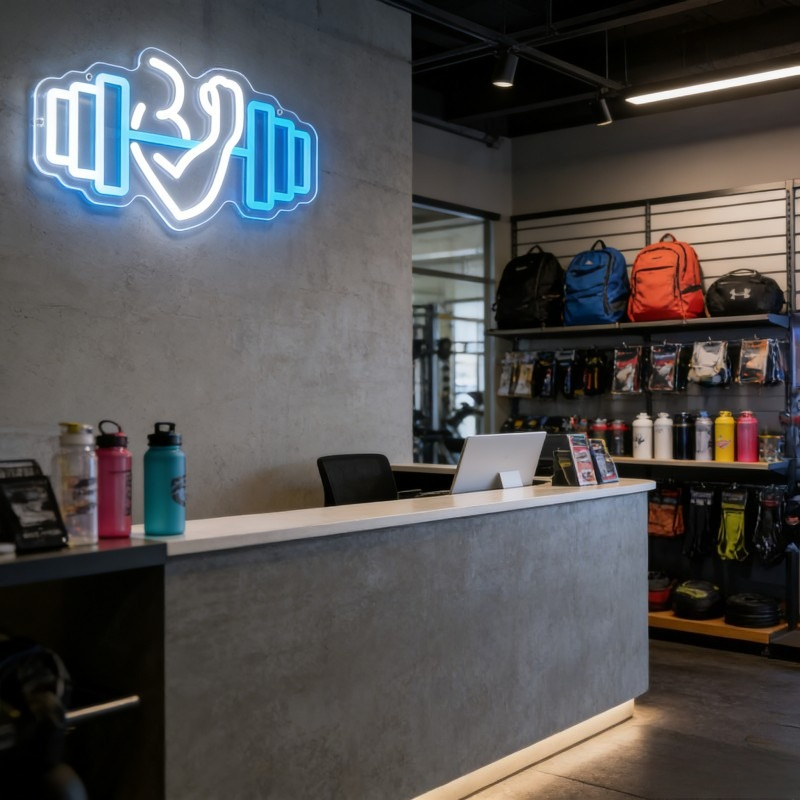 Bicep Dumbbell Neon Sign LED W - Yoga And Fitness Studio avis et prix