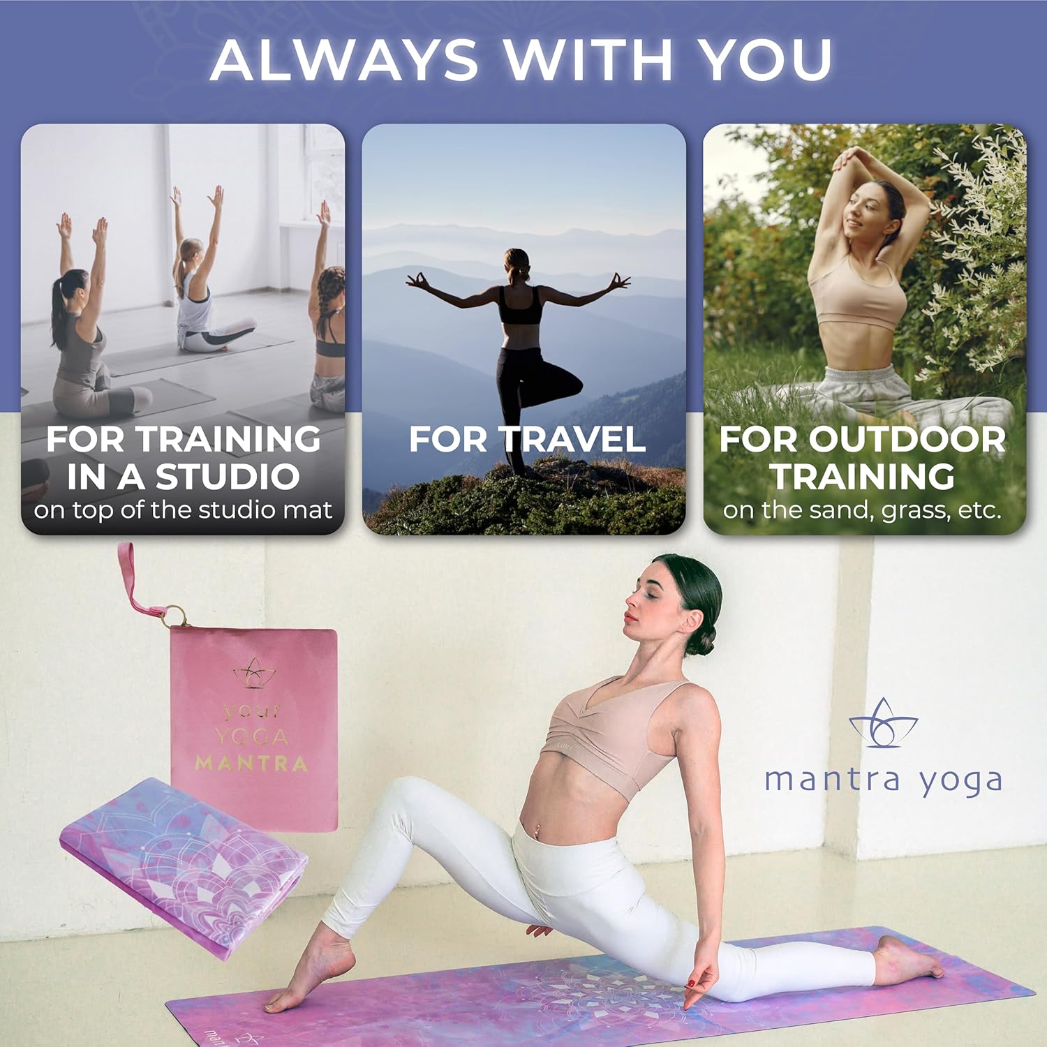 Foldable Travel Yoga Mat with  - Thick Yoga Mat avis et prix